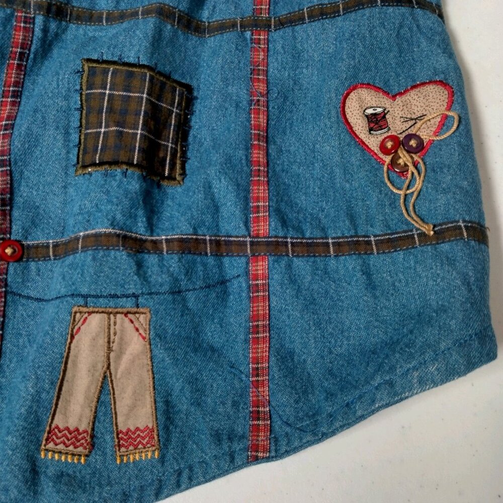 Vintage Bobbie Brooks Vest XL Blue Chambray Quilting Sewing Grannycore - Picture 11 of 14